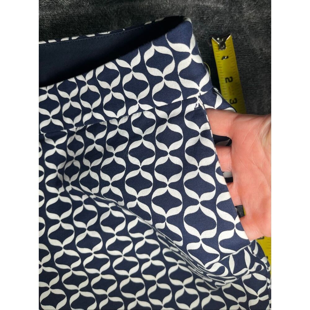 Boden Women’s Navy Blue White Geometric Print Straight Leg Pants Size 8R UK12R - Picture 8 of 9